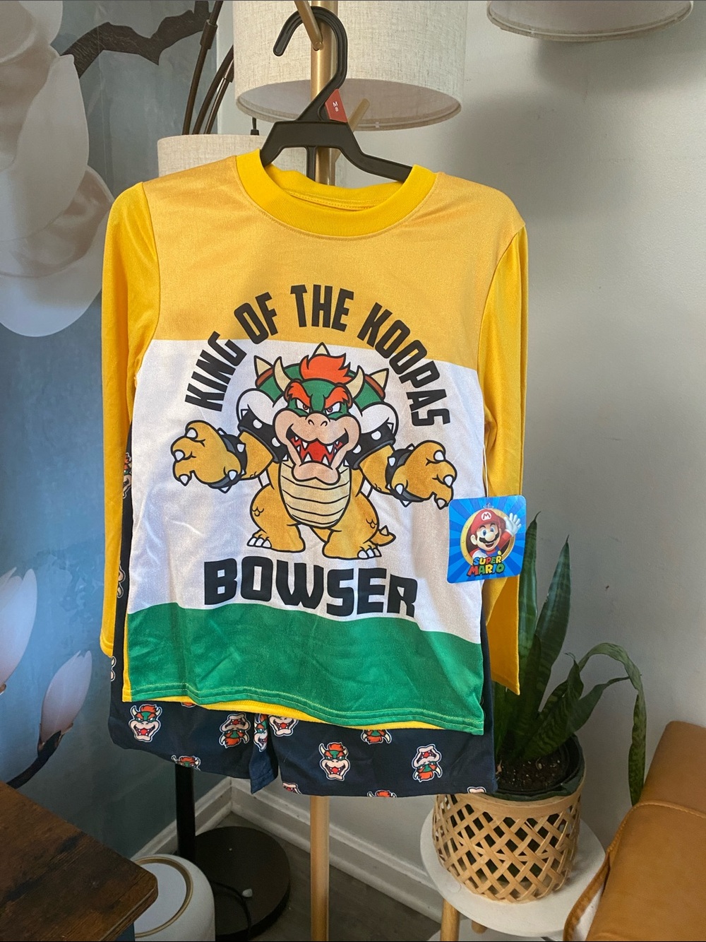 Bowser Kids Pajama Set - Yellow/Green - Super Mario NWT size 8 Boys